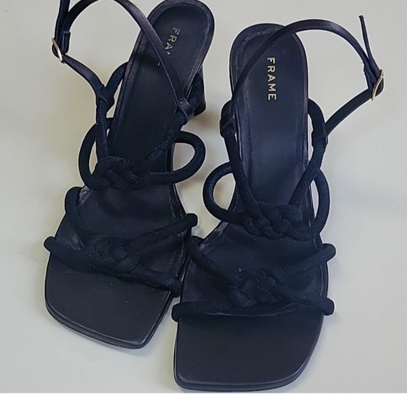 FRAME LE HENDRICKS black Suede Sling Back Heels Size 8 - Picture 3 of 16